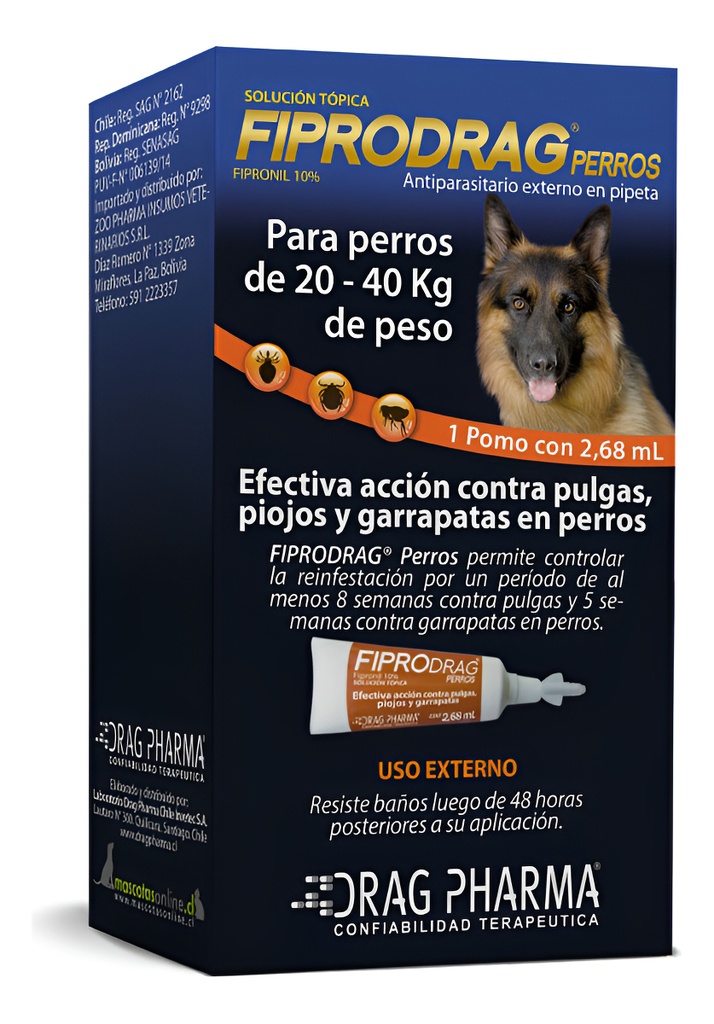 Fiprodrag Pipeta Antiparasitaria Perros 20-40 Kg
