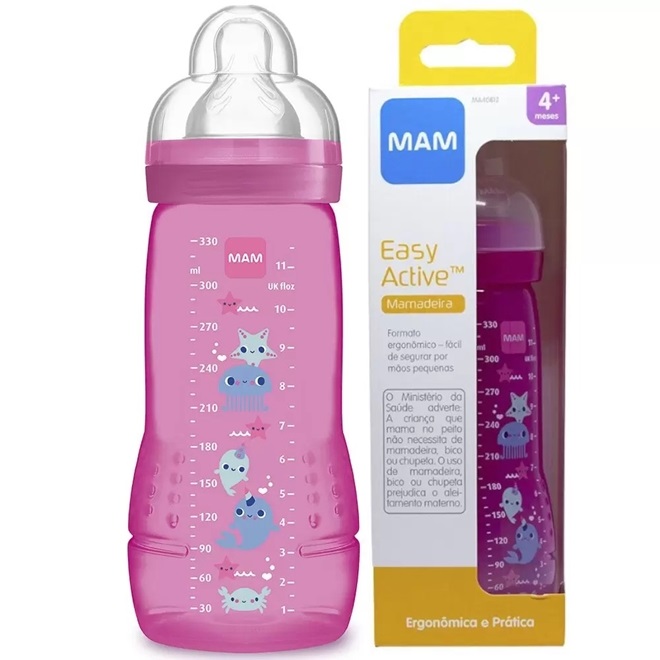 Mam Easy Active Mamadera 4m+ Flujo Rápido Distintos Colores 330 mL