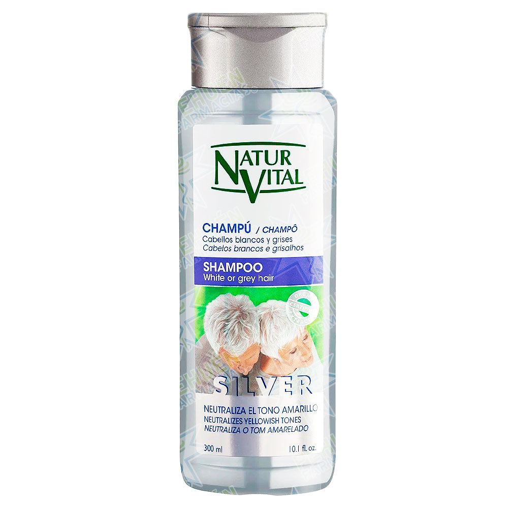 Naturvital Silver Cabellos Blancos o Grises Shampoo Matizante 300 mL