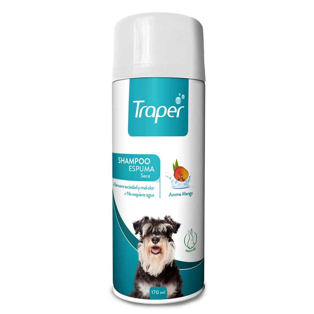 Traper Shampoo Espuma Seca Perros Aroma a Mango 170 mL Anasac