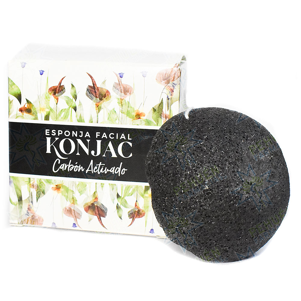 HBM Esponja Facial Antiacné  Konjac con Carbón Activado 1 Unidad