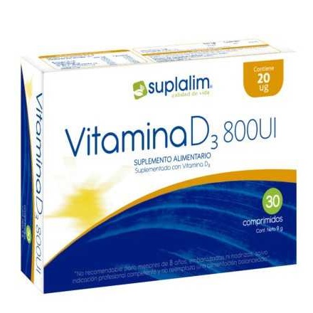 Vitamina D3 800 UI 30 Cápsulas Blandas Suplalim