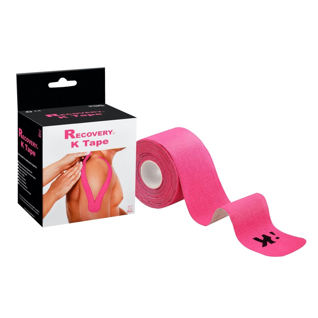 Recovery K Tape Rosado Venda Adhesiva Precortada 20 Tiras 5 cm x 5 m