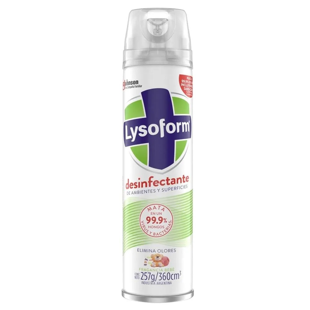 Lysoform Desinfectante de Ambiente en Aerosol Fragancia Bebé 257g/360mL