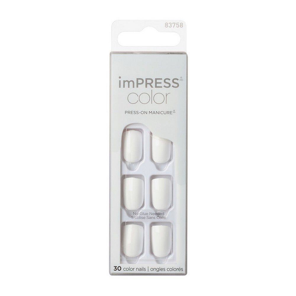 Impress Color Press-On 30 Uñas Postizas Frosting Blancas Kiss