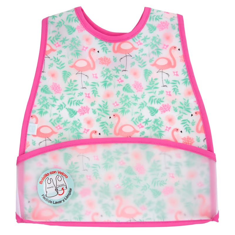 Bambino Babero Impermeable con Bolsillo con Velcro