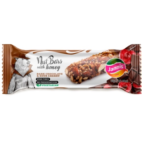 Jannis Nut Bars With Honey Barra Mix Frutos Secos Miel Chocolate Negro Cereza 30 g