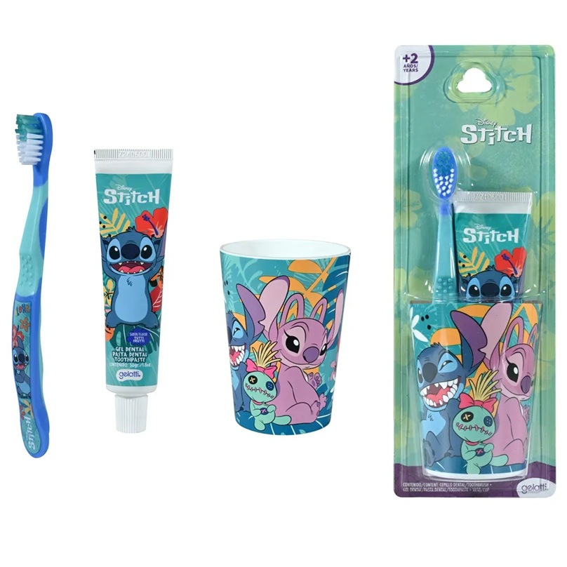 Stitch Cepillo + Pasta Dental 50 g + Vaso Gelatti