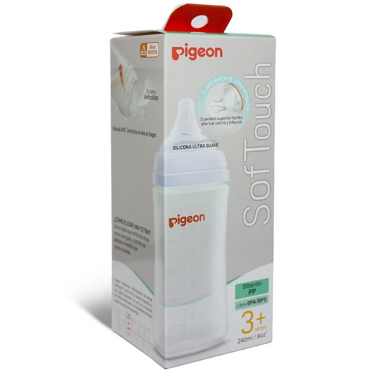 Pigeon SofTouch Boca Ancha 0m+ Mamadera PP 160 mL