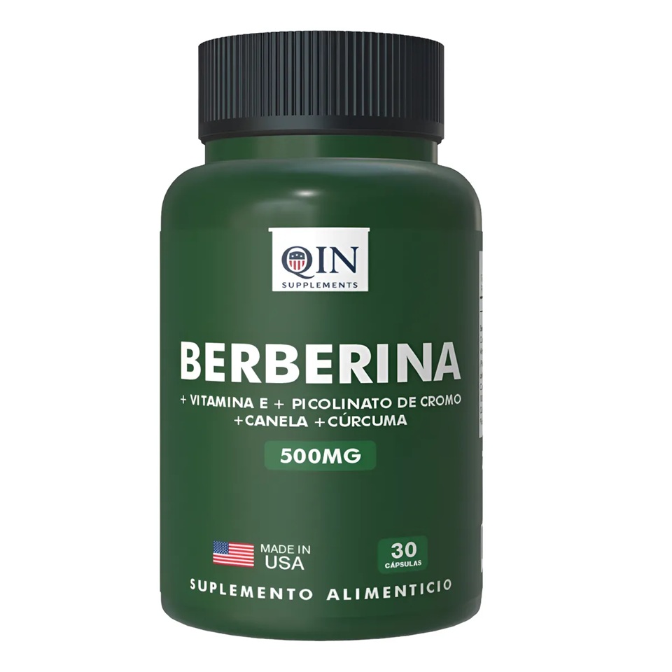 Berberina -Cúrcuma -Vit. E - Picolinato de Cromo - Canela 30 Cápsulas Qin