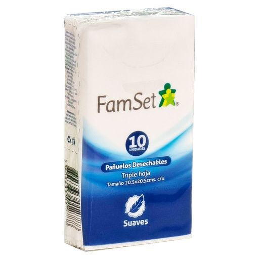[7805633012788] Pañuelos Desechables Triple Hoja 10 Unidades FamSet