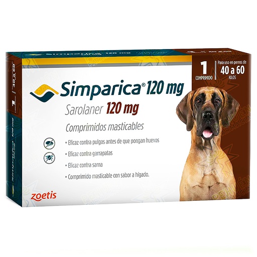 [7804650311171] Simparica Perros 40 a 60 kg 120 mg 1 Comprimido Masticable Zoetis