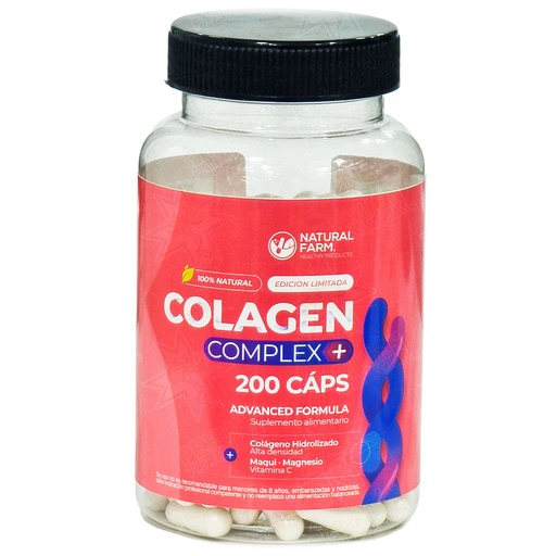 [8772873110033] Collagen Complex (con Maqui, Vit. C y Mg) 200 Cápsulas Natural Farm