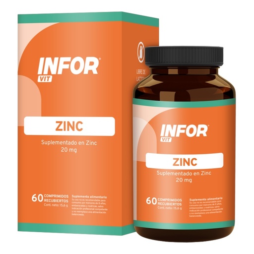 [7804918452905] InforVit Zinc 20 mg 60 Comprimidos Recubiertos Prater