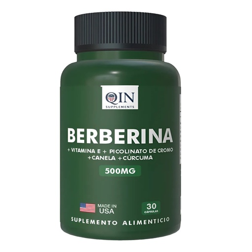 [9850323000124] Berberina -Cúrcuma -Vit. E - Picolinato de Cromo - Canela 30 Cápsulas Qin