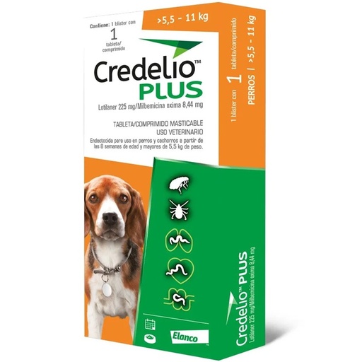 [5420036979364] Credelio Plus Perros 5,5 a 11 kg 1 Comprimido Masticable Elanco