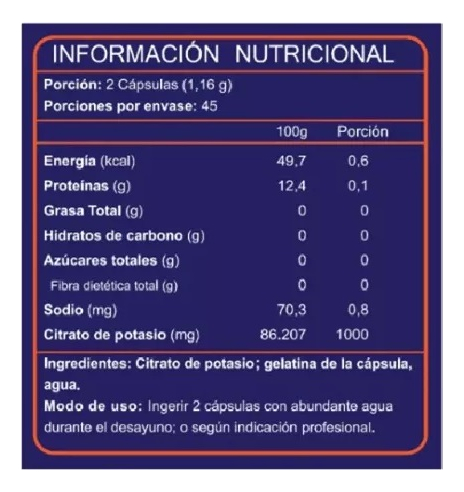 Potasio Citrato 90 Cápsulas Fnl