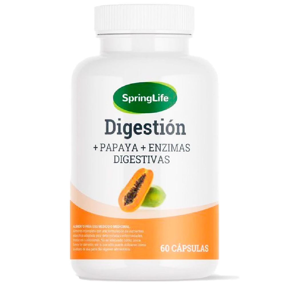 Digestión Papaya+ Enzimas Digestivas 60 Cápsulas Springlife