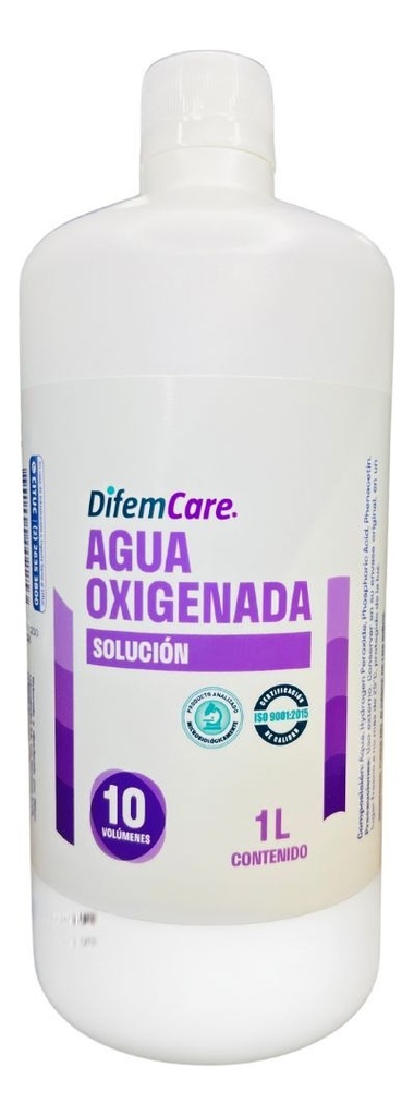Agua Oxigenada 10 vol Solución Tópica 1000 mL Difem Care