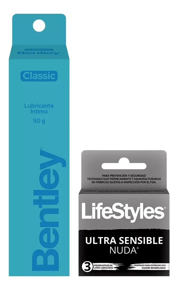Pack Bentley Classic Gel Lubricante 50 g + 3 Preservativos Lifestyles