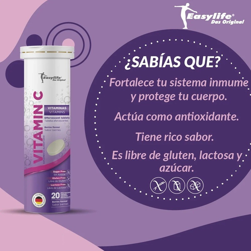 Vitamina C 1000 Mg Berries 20 Comp. Efervescentes Easylife