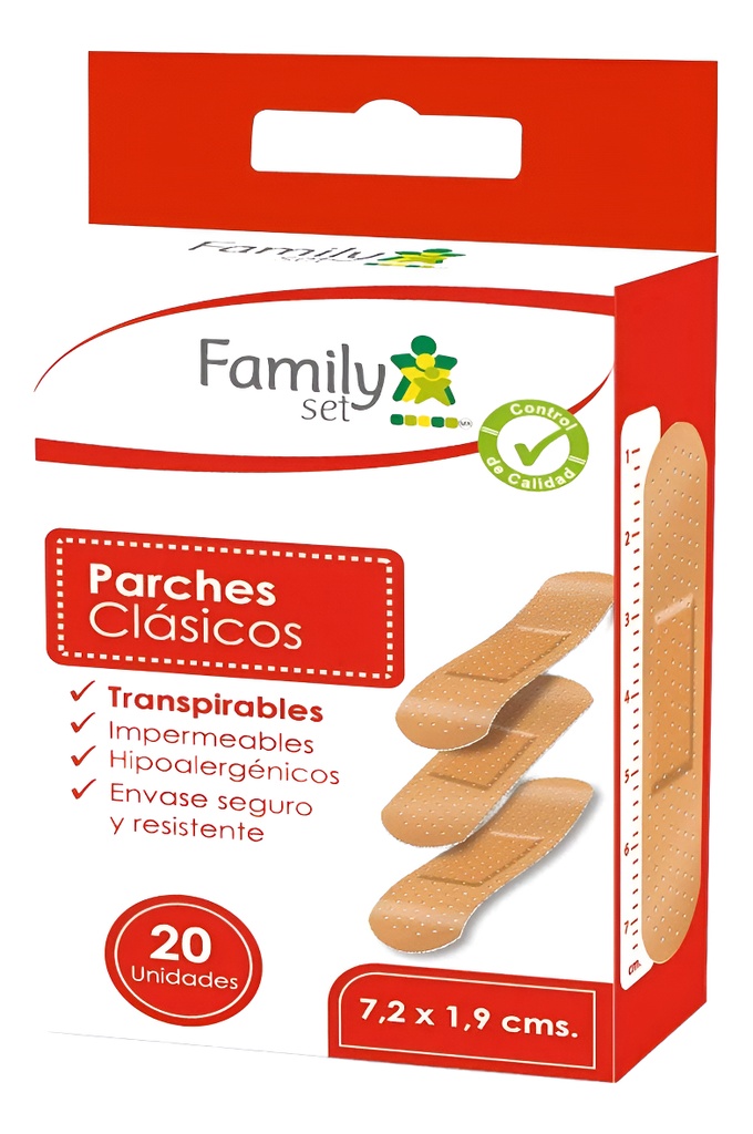 Family Set Parches Curita Clásicos 7,2 x 1,9 20 Unidades