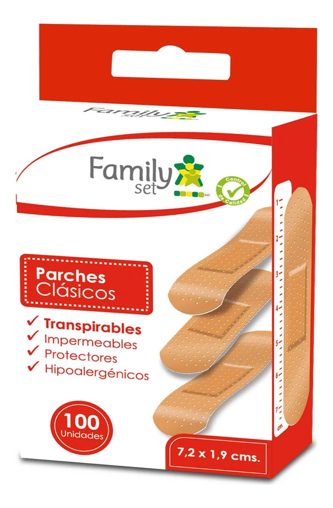 Family Set Parches Curita Clásicos 7,2 x 1,9 100 Unidades