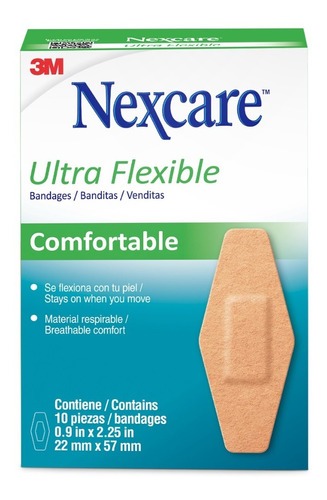 Nexcare Parche Ultra Flexible Comfortable Respirable 22x57mm 10 Unidades