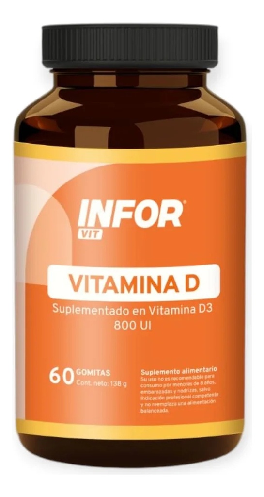 Infor Pro Vitamina D3 (Colecalciferol) 800 UI 60 Gomitas Prater