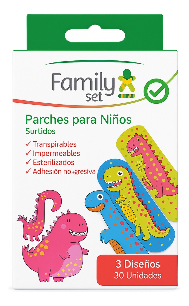 Family Set Parches Curita Infantil Diseño Montruos 30 Unidades
