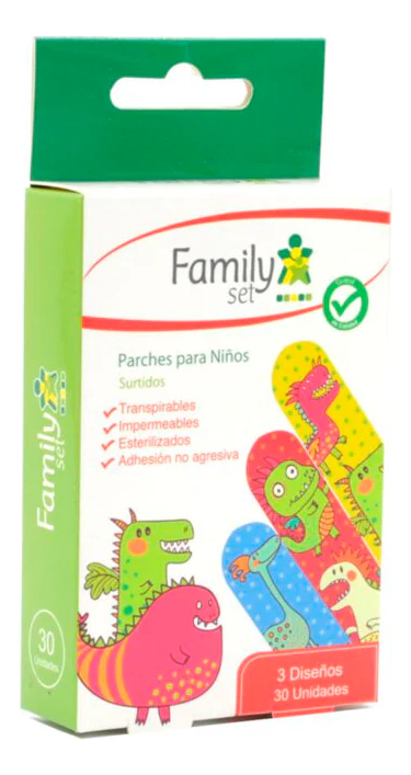 Family Set Parches Curita Infantil Diseño Montruos 30 Unidades