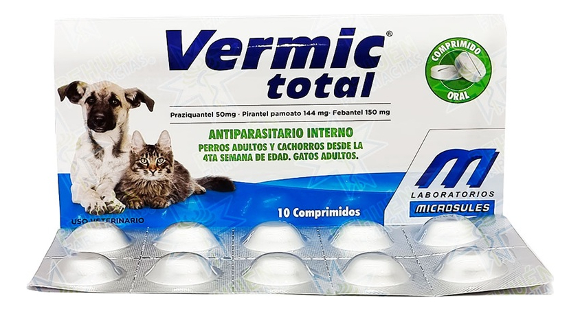 Vermic Total Gato/Perro ( 1 Comp/10kg) 10 Comprimidos Microsules