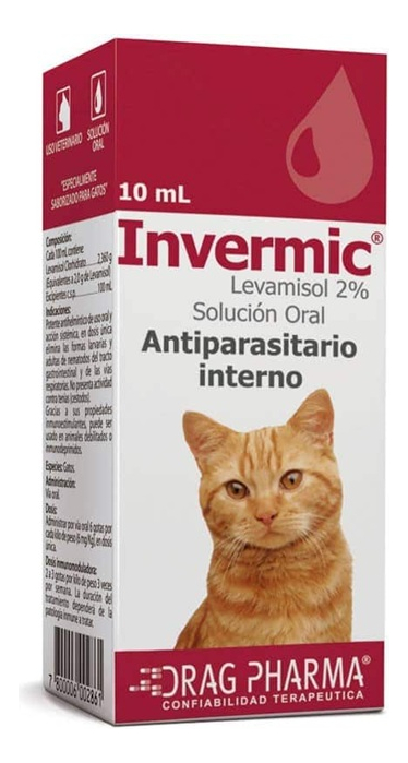 Invermic Gatos 2 % Solución Oral (6 gotas/kg) 10 mL Drag Pharma