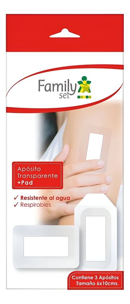 Family Set Apósito Adhesivo Transparente Pad 6x10cm 3 Un