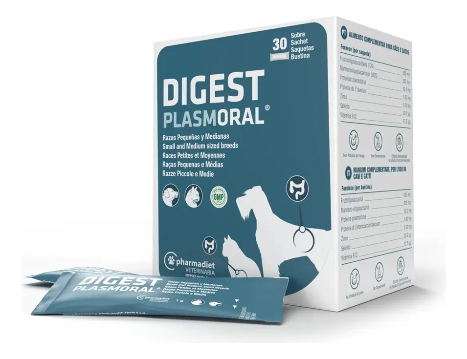Digest Plasmoral (Gato/Perro) Razas Pequeñas y Medianas 6 Sachet Regulador Digestivo Probiótico Pharmadiet