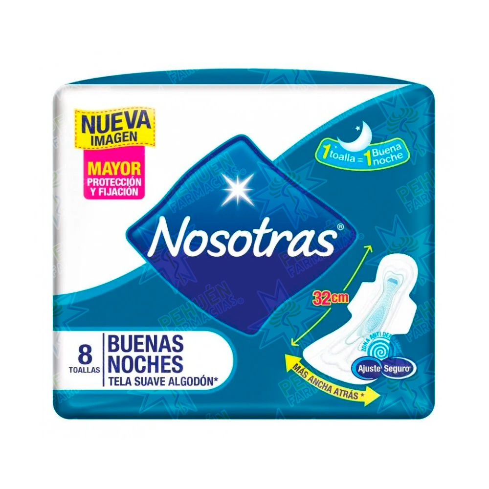 Nosotras Buenas Noches Tela Suave 8 Toallas Femeninas
