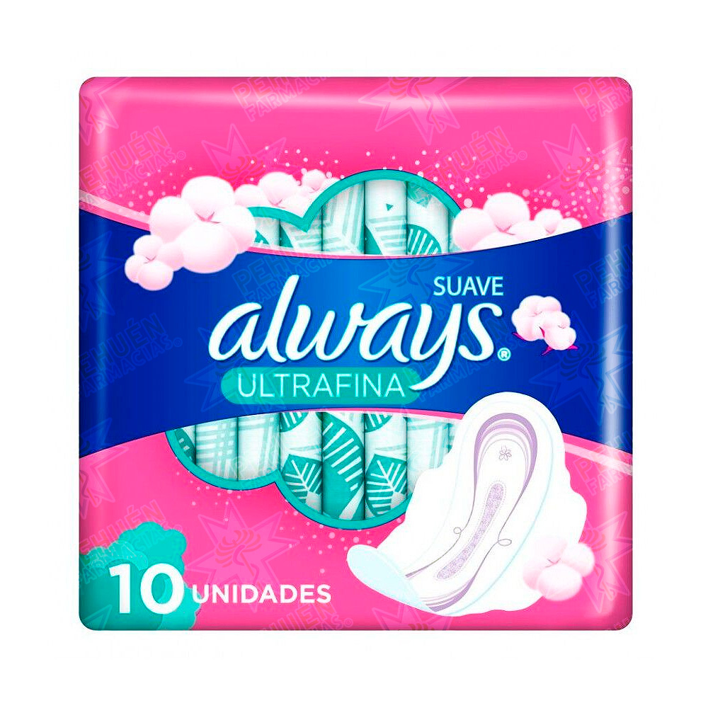 Always Ultra Ultrafina Suave con Alas 10 Toallas Femeninas P&G