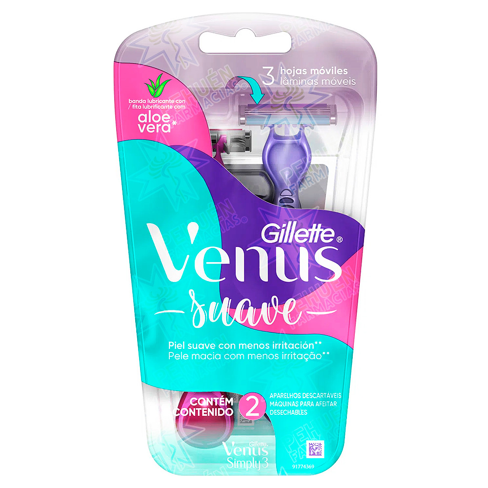 Gillette Venus Suave Pack 2 Máquinas de Afeitar P&G