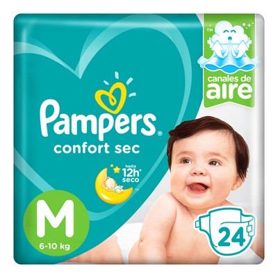 Pampers Confort Sec Talla M 6-10 Kg 24 Pañales P&G