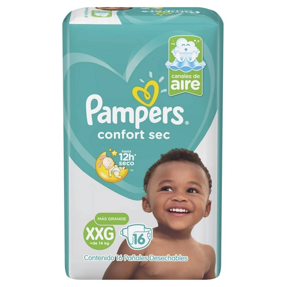 Pampers Confort Sec Talla XXG Más de 14 Kg 16 Pañales P&G