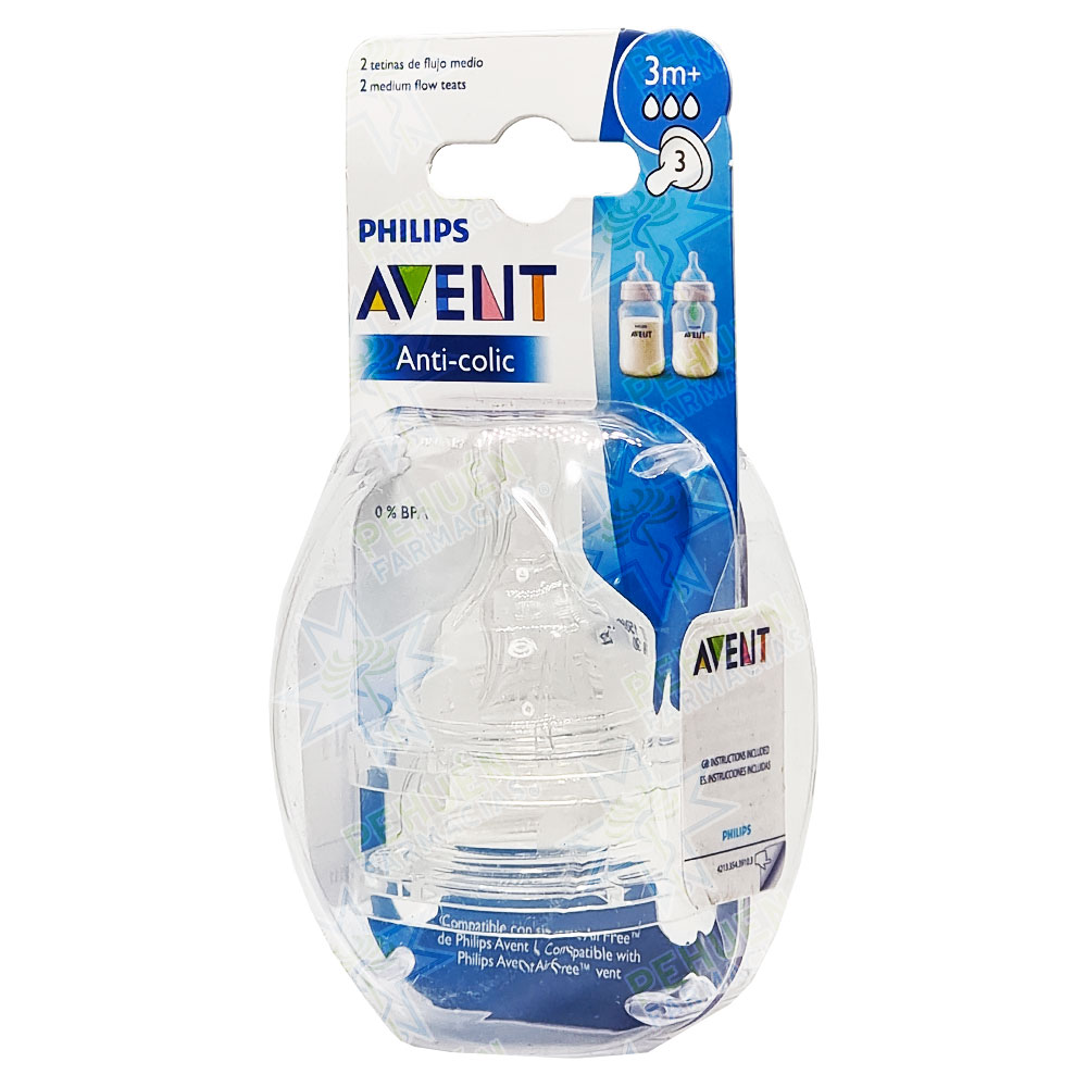 Avent Classic Tetinas Flujo Medio 3M+ 2 Unidades Philips
