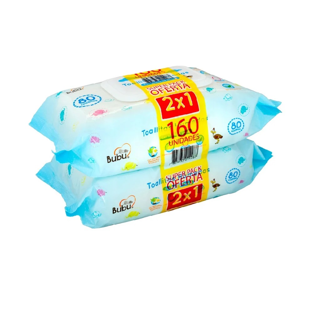 Bubu Toallitas Húmedas con Tapa Pack x2 80 Unidades