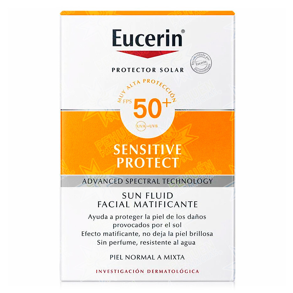 Eucerin Sun Sensitive Protect Bloqueador Facial FPS 50+ Fluído Matificante 50 mL Beiersdorf