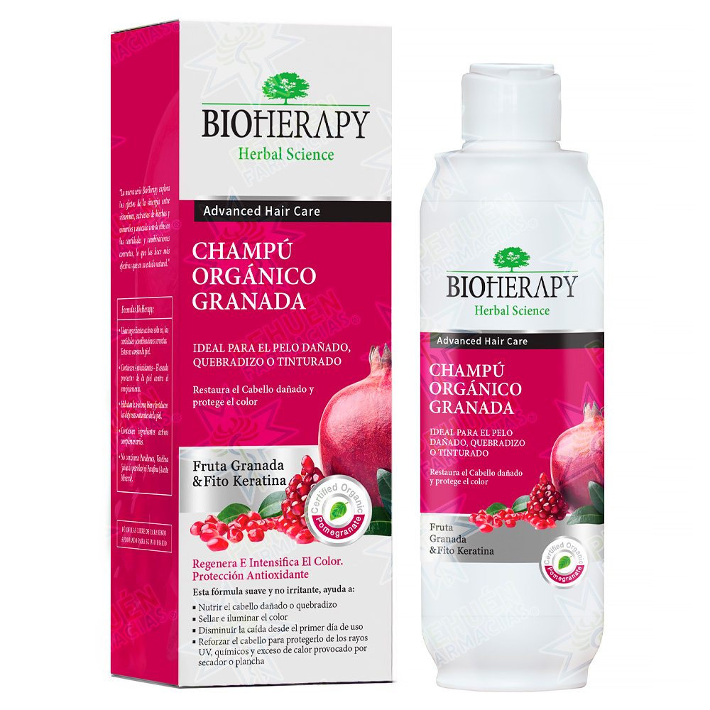 Bioherapy Shampoo Orgánico Granada Cabello Dañado o Tinturado 330 mL