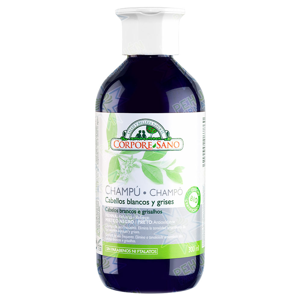 Corpore Sano Henna-Keratina Cabellos Blancos y Grises Shampoo Matizante 300 mL