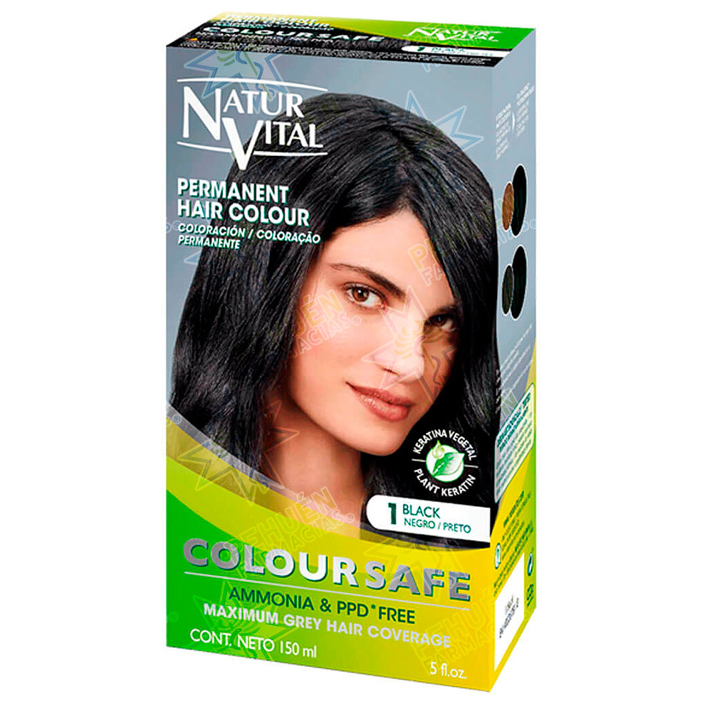 Naturvital Coloursafe 1 Negro Tintura Permanente 150 mL 