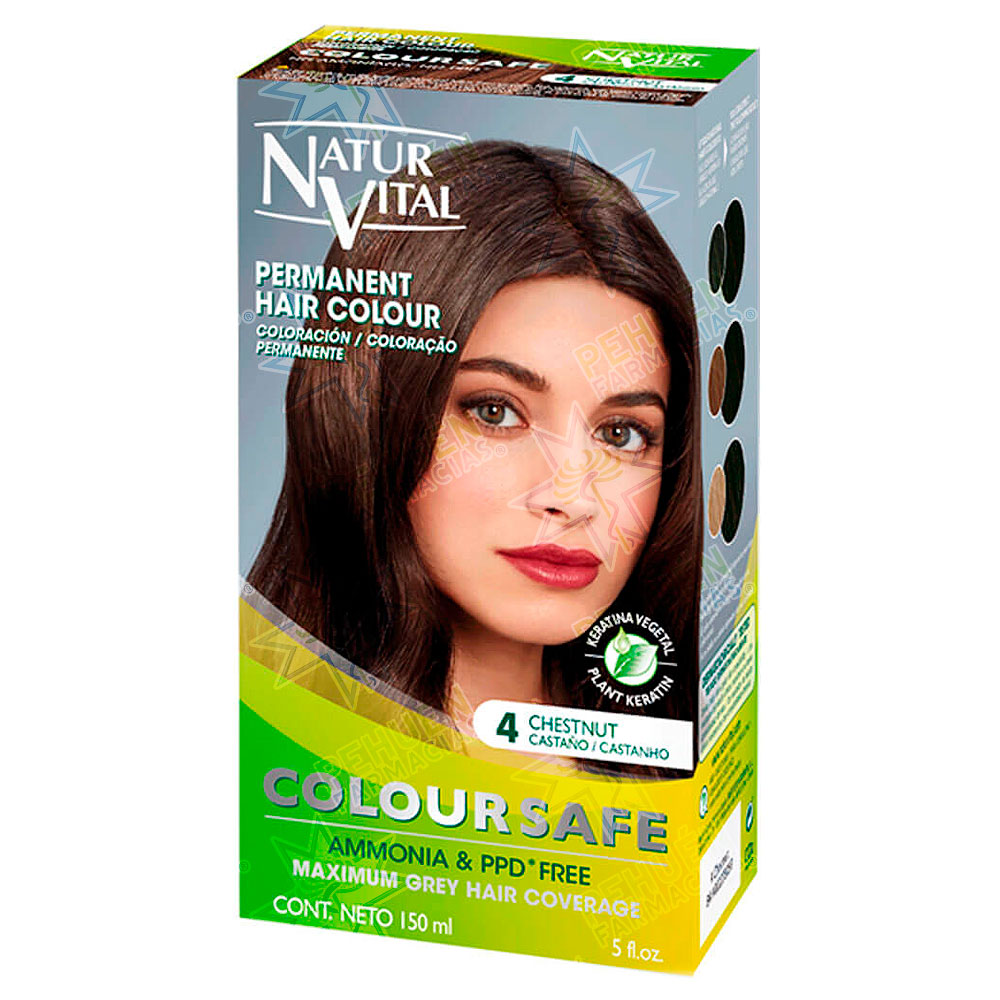 Naturvital Coloursafe 4 Castaño Tintura Permanente 150 mL 