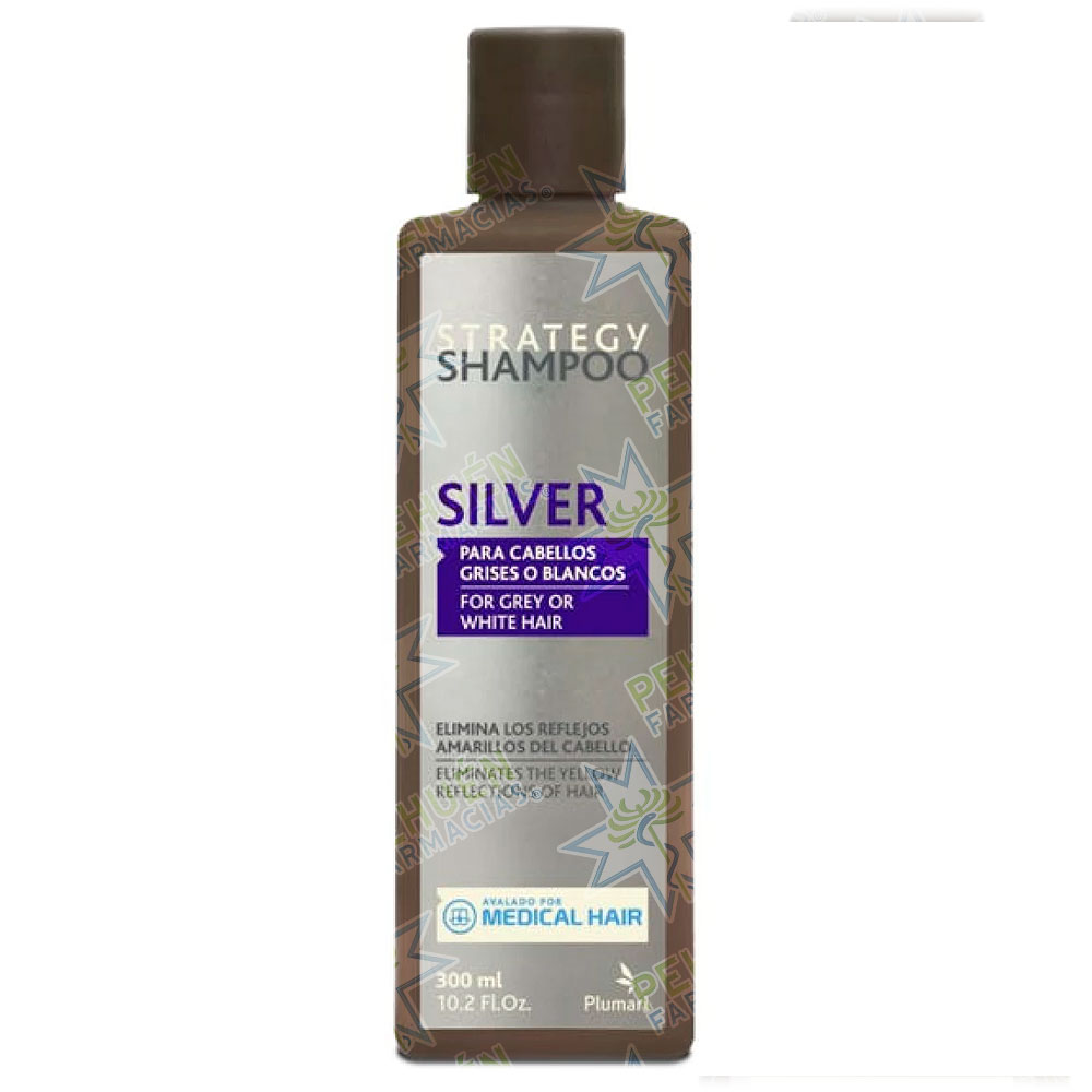 Strategy Silver Cabellos Grises o Blancos Shampoo Matizante 300 mL Plumari