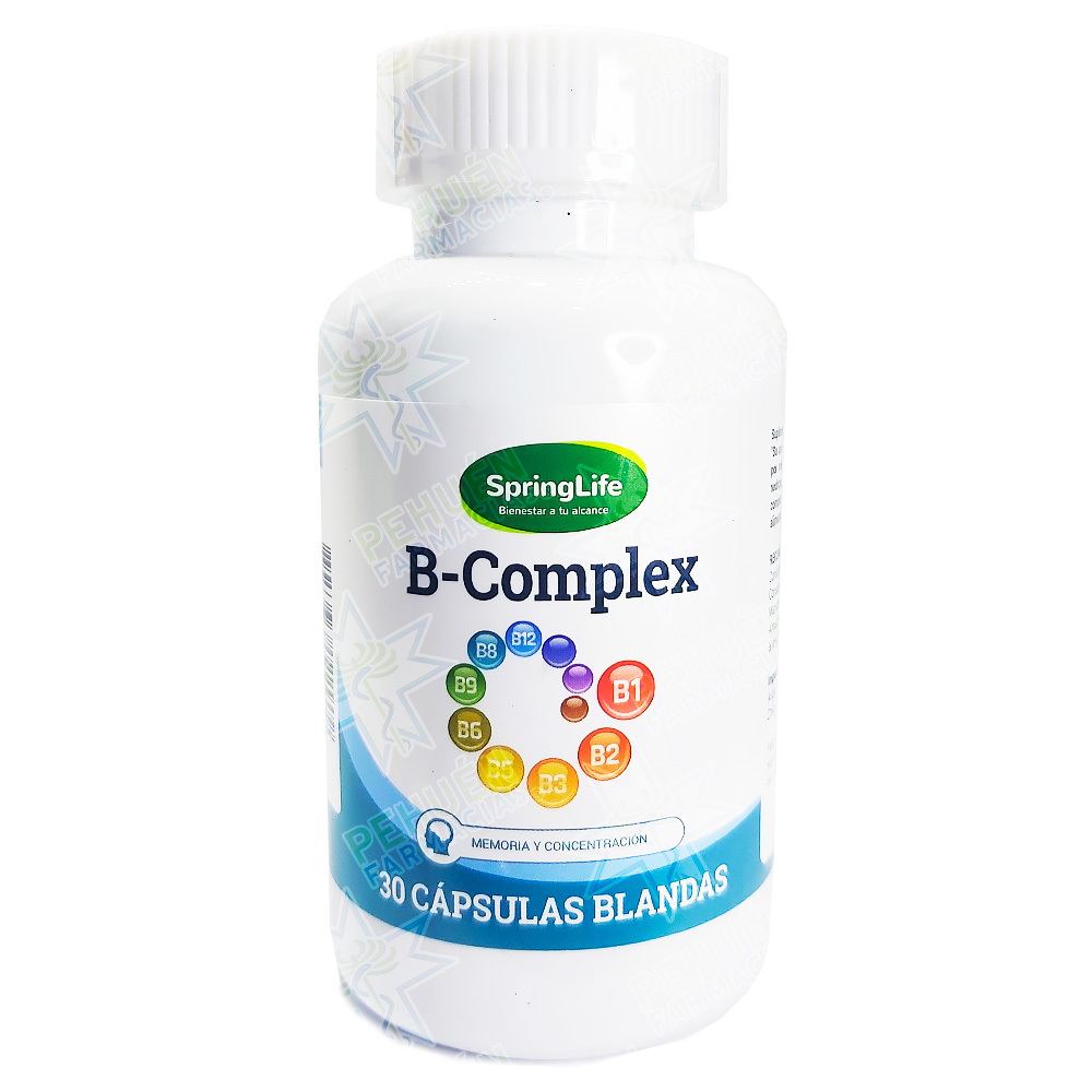 B-Complex (8 Vit.) + Colina 25 mg 30 Cápsulas Blandas SpringLife