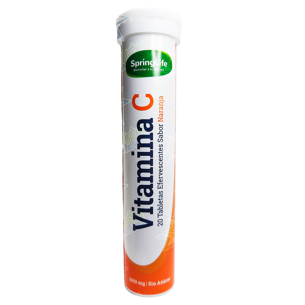 Vitamina C 1000 mg Naranja 20 Tabletas Efervescentes Springlife